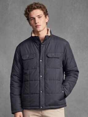 Navy Men`s XXL Insulated Fall Winter Jacket Sherpa Collar Military Minimalist